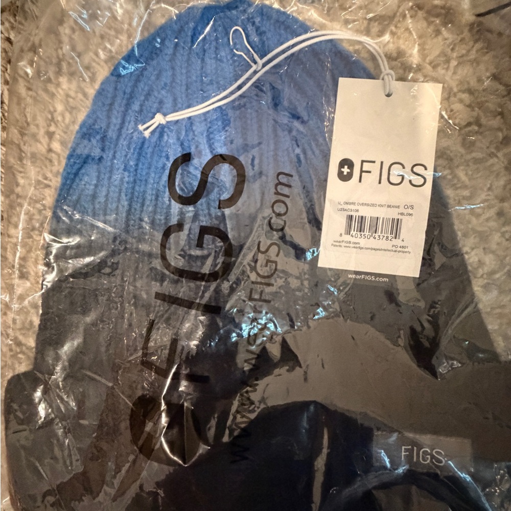 Figs Two-Tone Blue Ribbed Knit Beanie - Picture 2 of 3